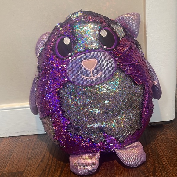 Shimmeez Oliver the Owl Plush / FLIP SEQUINS stuffed animal - Picture 3 of 9